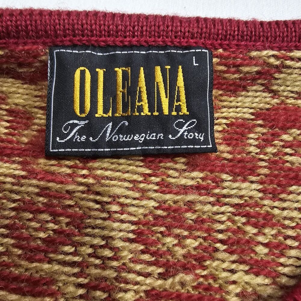 OLEANA Multicolor Floral 100% Pure New Wool Long Sleeve Cardigan Sweater Size L - Picture 13 of 14